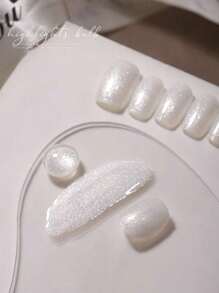 12ML/PC 极光白珍珠乳白色反光粉高端指甲油，需要底漆、面漆和 UV/LED 灯，适用于美甲沙龙或 DIY 家庭美甲，适合女性和女孩 - 白色 - 查看 3