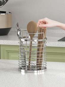 1pc Stainless Steel Chopstick Holder, Draining Rack, Multi-Function Kitchen Utensil Storage Organizer With Drainage, Suitable For Home And Restaurant Use - Multicolor - View 1