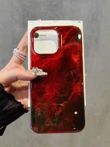 高品质琥珀扎染红色手机壳适用于 16 Pro Max/16 Pro/16，韩版 15 新款 14/13/12/11 防摔保护套防水防震防刮 - 紅色 - 查看 5