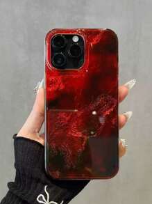 高品质琥珀扎染红色手机壳适用于 16 Pro Max/16 Pro/16，韩版 15 新款 14/13/12/11 防摔保护套防水防震防刮 - 紅色 - 查看 3