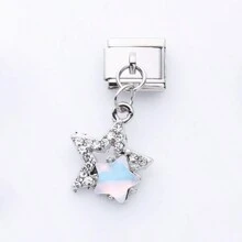 1PC Stainless Steel Italian Module Bracelet Components, With Colorful Stars, Butterflies, Bows, Flowers, And The Sun Pendant , DIY Making Jewelry For Bracelet Necklaces, Can Be Freely Matched With Different Styles - Italian Module - View 10