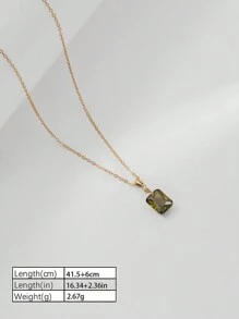 1pc S925 Sterling Silver Gold Plated Wedding Square Emerald Pendant Necklace, Sterling Silver Hypoallergenic, Simple And Versatile Olive Green Pendant Necklace, Suitable For Women's Daily And Party Wear