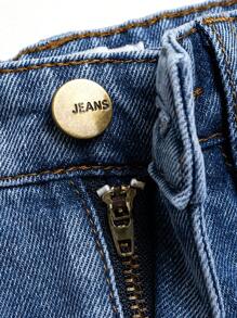 时尚年轻男孩可调节腰部破洞洗水牛仔短裤 - 深色水洗藍 - 查看 5