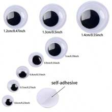 [500/525/1000pcs] Black Wiggle Eyes, Glow-In-The-Dark DIY Eyes, Toy Self-Adhesive Movable Eyes, Handmade DIY Accessories Eyes, Handmade Clay Craft Supplies, Variety Of Sizes: 6mm, 7mm, 8mm, 9mm, 10mm, 12mm, 15mm Mixed Pack