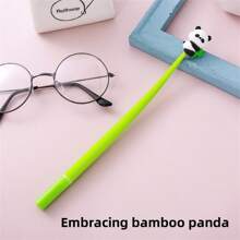 6pcs Cute Panda Wiggle Ballpoint Pens, Creative Stationery Soft Gel Ink Pen, High Aesthetic Office Writing Supplies
