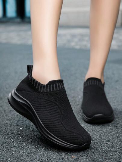 青少年男女款轻便软底一脚蹬免系带网眼面料运动鞋，透气运动鞋，适合休闲、跑步、散步，极其舒适轻便