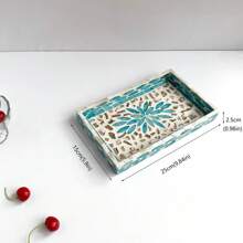 1pc Rectangular Seashell Decorative Tray, 9.84" L X 5.9" W X 0.98" H, Colorful Seashell Decorative Tray, Home Decor Trinket Dish Tabletop Storage Organizer