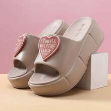2025 New Heart Shaped Slippers For Women, Fashion Thick Sole Elevated Indoor Outdoor Sandals