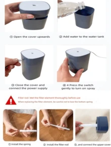 1pc Colorful 400ml Cool Mist Humidifier - Essential Oil Diffuser For Room, Office, Desktop, Home, Car - Air Fresheners And Back To School Supplies - White - View 7