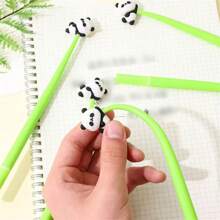 6pcs Cute Panda Wiggle Ballpoint Pens, Creative Stationery Soft Gel Ink Pen, High Aesthetic Office Writing Supplies