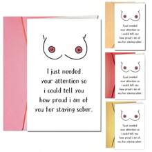 1PC Funny Sobriety Card, Sober Recovery Card, How Proud I Am Of You For Staying Sober Card, Envelope Included - 4-Color Envelope - Multicolor - View 3