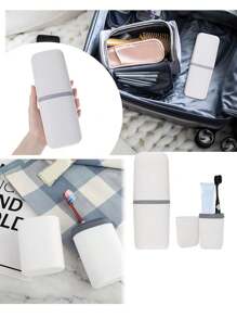Customized Name Toothbrush Organizer Case Dustproof Toothbrush Cup Toiletries Storage Box Toothpaste Protect Cover Holder Portable Mouthwash Cup Ideal For Outdoor Travel Household Bathroom Accessories - White - View 6