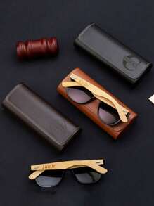 可定制姓名/LOGO，定制您专属的眼镜盒 - 小巧简约，皮革材质，防压，复古近视眼镜/太阳镜盒，返校礼物，送给老师和朋友的专属礼物，耐用，复古，休闲，潮人，老钱，时尚，可爱，定制，个性化，独特，送给他的理想礼物，送给她的理想礼物，男朋友，女朋友，家人，朋友，祖父母，她 - 眼鏡盒 - 查看 9