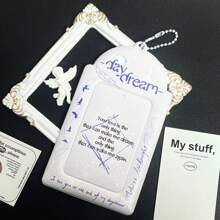 1 pezzo Porta foto in stile minimalista e sognante in blu e bianco, porta carte angelo con piuma, porta carte foto celebrità, custodia protettiva per carte anime e giochi, porta carte photo K-pop, forniture scolastiche, ritorno a scuola