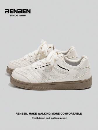 RENBEN 1 Paio di sneaker bianche da donna, nuove per la primavera 2025, scarpe di tela traspiranti vulcanizzate, versatili, con suola morbida, calzature casual retrò da sport