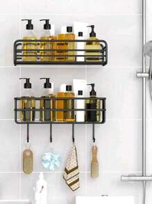 1个淋浴置物架，浴室淋浴架，不锈钢吸盘式马桶架，马桶收纳架，浴室配件 - 黑色 - 查看 3