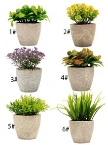 1pc Artificial Paper Pulp Potted Plant, Desk Decor With Eucalyptus And Wheat Grass Shrub, Home & Office Desktop Ornament, Friendship Gift, No Need For Power, Includes Container Gifts Birthday Graduation
