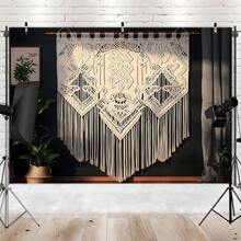 1 Pc Bohemian Style Lace Tapestry, Polyester Fiber Boho Wall Hanging Backdrop Banner, Indoor Outdoor Party Decor, Suitable For Celebration And Birthday Anniversary, Bohemian Style Decoration - Multicolor - View 8