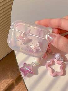 苹果 2000 年代时尚可爱卡通 3D 粉色蝴蝶 Y2K 耳机耳机壳兼容 AirPods 1 2 3 带卡哇伊星星吊坠保护壳柔软兼容 AirPods Pro 2 - 淺粉色 - 查看 1