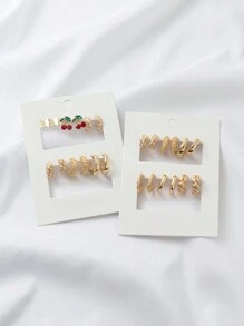 1 Set Women Butterfly & Cherry Metal Hoop Earrings, Fun & Versatile, Suitable For Daily, Commuting, Campus, Dating