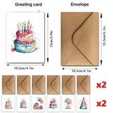 24pcs Colorful Birthday Cake Design Greeting Cards With Envelopes - Perfect For Birthdays, Thank Yous & Special Occasions - Multicolor - View 3