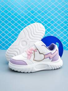 1 Pair Teenage Girls Casual Sports Low-Top Skateboard Shoes With Heart Decor, Cute & Fashion, Thick Soft Non-Slip Sole, Adjustable Hook And Loop Closure, Suitable For Daily Wear, PE Class, Travel & Multi-Occasions Colorful Sneakers