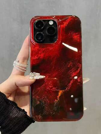 Högkvalitativt bärnstensfärgat tie dye-rött telefonskal kompatibelt med 16 Pro Max/16 Pro/16, koreansk stil 15 ny modell 14/13/12/11 fallskyddande skal vattentätt stötsäkert reptåligt