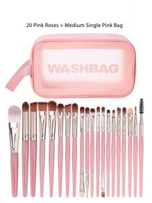42pcs Makeup Brush Set Includes Soft Hair Makeup Brush: Paint Brush, Eye Shadow Brush, Eyebrow Brush, Lip Brush, Detail Brush+1pc Waterproof Makeup Bag For Storing Cosmetics And Makeup Tools+2 Wristbands And 1 Headband For Face Washing And Hair Cutting