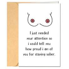 1PC Funny Sobriety Card, Sober Recovery Card, How Proud I Am Of You For Staying Sober Card, Envelope Included - 4-Color Envelope - Multicolor - View 13