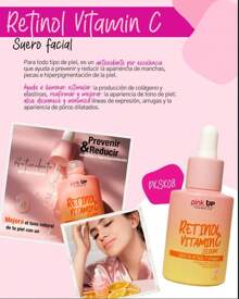 PINK UP, Retinol Vitamin C Serum, Suero de Retinol y Vitamina E, Reduce y evita manchas en la piel del rostro, Aclara la piel - SERUM VITAMINA C - Ver 4