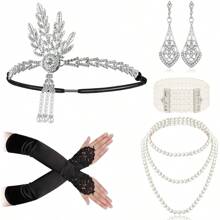 1920s European And American Retro Headband, Earrings, Bracelet, Necklace, Gloves Combination Set For Women, Party, Ball, Cocktail, Holiday Party Dress Accessories