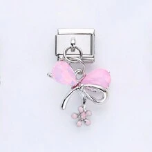 1PC Stainless Steel Italian Module Bracelet Components, With Colorful Stars, Butterflies, Bows, Flowers, And The Sun Pendant , DIY Making Jewelry For Bracelet Necklaces, Can Be Freely Matched With Different Styles - Italian Module - View 18