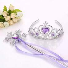 1 set d'accessoires Couronne et Baguette, Accessoires de Costume de Reine des Glaces, Convient pour les Fêtes et Représentations