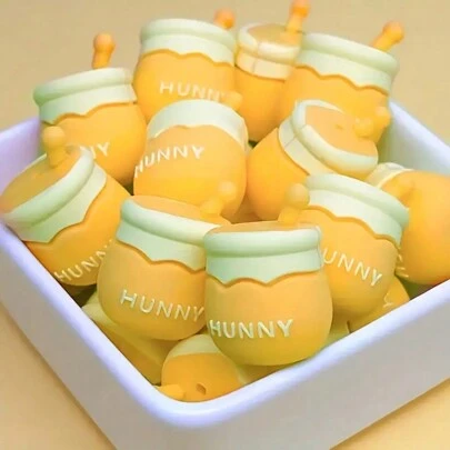 6pcs 3D Yellow Letter Silicone Beads, Suitable For DIY Jewelry, Pens, Keychains And Fashion Accessories - Craft Supplies