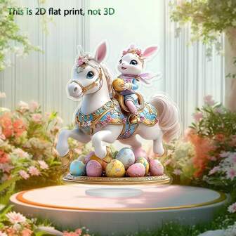 1 件复活节兔子和飞马亚克力桌面装饰，室内多房间展示，春季兔子和鸡蛋装饰品适用于家庭派对装饰