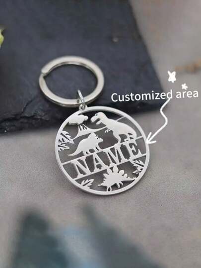 1pc Customized Keychain, Personalized Name, Dinosaur Animal Keychain, Ideal For Gifts