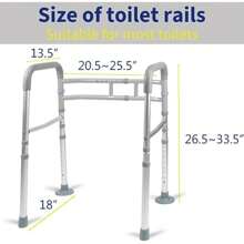 LandTale Toilet Rails Adjustable Toilet Rails For Elderly Adults Senior Disabled Handicap Toilet Assistance Handles Frames Fit For Most Toilet Foldable And Portable - WhiteOrBlack1 - View 3