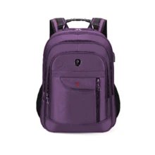 Mochila Unissex Resistente Água Impermeável Cabo de Aço Reforçado Com USB para Viagem Escolar Social Elegantes Ótima Promoção Envio Modelo Aleatório - Roxo - Visão 8