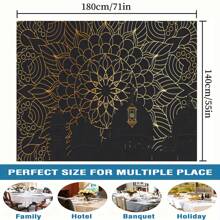 1 pieza Mantel de primavera, mantel rectangular de poliéster con impresiones de luna, estrella y linterna para festivales de oración, decoraciones islámicas diarias, perfecto para regalos, decoración del hogar y picnics al aire libre