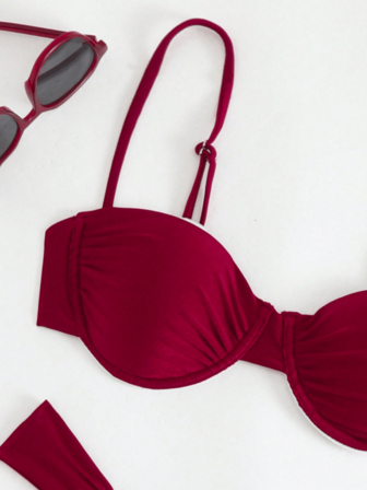 New Arrival Solid Color European And American Style Bikini Set, Vacation & Summer Beach