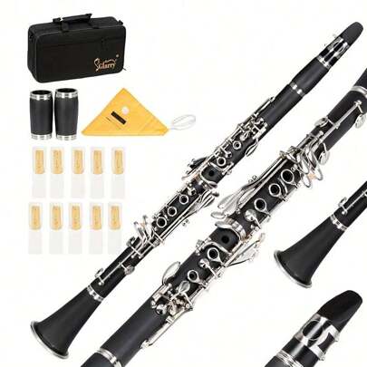 17 Keys Flat B Black Clarinet With Two Mouthpieces