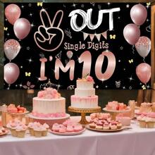 10th Birthday Party Banner, Reusable Double Digit Background Cloth, 10th Anniversary Birthday Decor, Photo Booth Prop Room Decoration, Suitable For Celebration Events - 1 - View 5