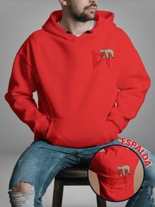Sudadera holgada para hombre y mujer unisex con estampado de un perezoso durmiendo en letras CT delante y atras en mayor tamaño, con bolsillo delantero canguro y cordón para gorro, sudadera con capucha de manga larga, gorro cocido en 3 secciones para mejor comfort y elegante, para primavera, otoño e invierno - Rojo - Ver 1
