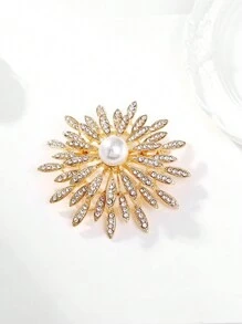 1 件时尚个性化水晶和珍珠装饰胸针