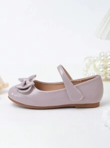 Girls Silver Bowknot Cute Princess Flat Shoes, Big Kids Casual Slip-On Ballet Flats For School, Performance, And Dancing - Purple - View 5