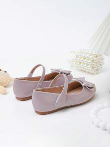 Girls Silver Bowknot Cute Princess Flat Shoes, Big Kids Casual Slip-On Ballet Flats For School, Performance, And Dancing - Purple - View 6