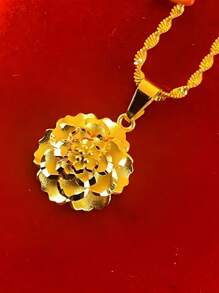 GCGIGUI 1pc/5pcs Delicate Frosted Flower Pendant Necklace, Fashionable Necklace Gift For Birthday, Mother's Day, Christmas, Jewelry Gift For Mother, Wife, Girlfriend, Best Friend, Bride Wedding Decoration, Valentine's Day Outfit, Wedding Attire - Yellow Gold - View 5