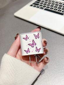 5pcs/Set Purple Butterfly Design 20W/18W Charger Kit, Including Charging Cable, Protective Case And Charging Head, Compatible With IPhone 11 12 13 14 15 16 Cable Protector, Charger Protector