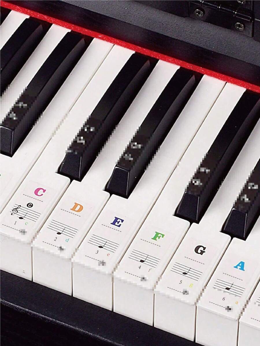 88/61/54/49/37 Keys Piano Transparent Stickers Electronic Piano Keyboard Hand Roll Piano Key Stickers Short Scale Stickers Removable Piano Keyboard Alphabet Large Alphabet Piano Stickers Beginner Note Labels