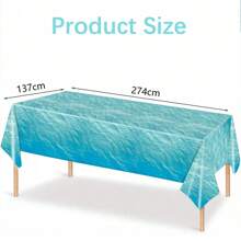 1 pieza Mantel de plástico con ola azul para fiesta de playa de verano, fiesta de playa, mantel para fiesta hawaiana, mantel impermeable para decoración de fiesta en la piscina (4 estilos)